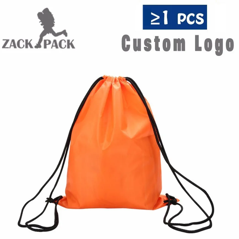 orange without logo 5 шт. на заказ сумки на шнурке водонепроницаемый спортивный полиэфирный рюкзак для школьников и студентов Mochila печать логотипа мешок - Цвет: orange without logo