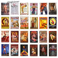DL-TIN гаражный Знак pin up hot rod человек пещера художника на работе металлический знак 8x12 дюймов