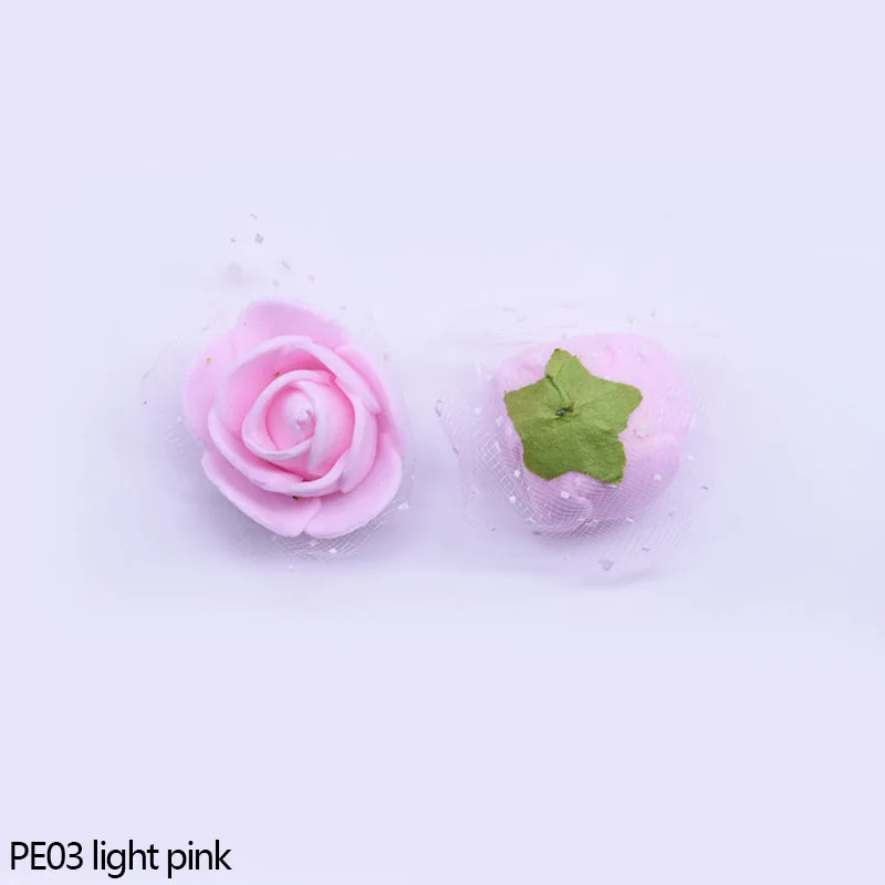 PE03 50/100/200Pcs Мини-пена кружева Искусственный цветок розы головы Свадьба День святого Валентина декор поделки ручной работы венок из цветов - Цвет: PE03
