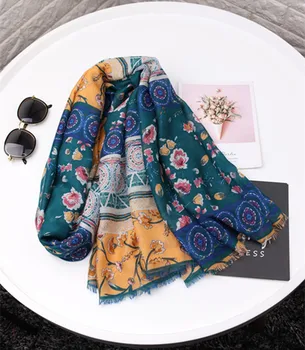 

Green gradient scarf women winter Mexico style long green print scarf ladies office accesorios mujer Sjaal Muslim Hijab Snood