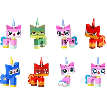 

8Set Girls Friends Princess Unikitty Cat Queasy Biznis Kitty Model Building Block Toys Construction Technic Gift For Children