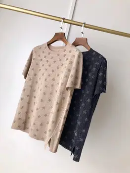 

Women Sweater Round Neck Short Sleeve Linen Sweater Top