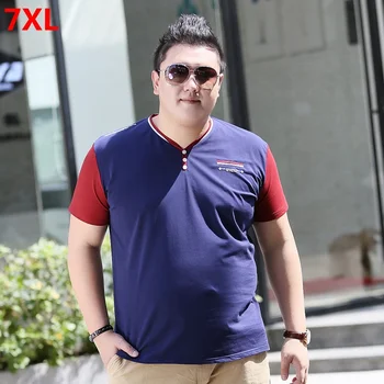 

Summer large size trend men's plus size XL loose v-neck half-sleeved T-shirt 7XL 6XL 5XL 4XL oversized t shirt
