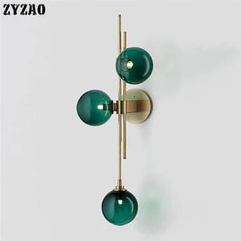 

Wall Art Deco Postmodern Blue Glass LED Wall Lamps Bedroom Bedside Light Fixtures Corridor Bathroom Simple Wall Lights for Home