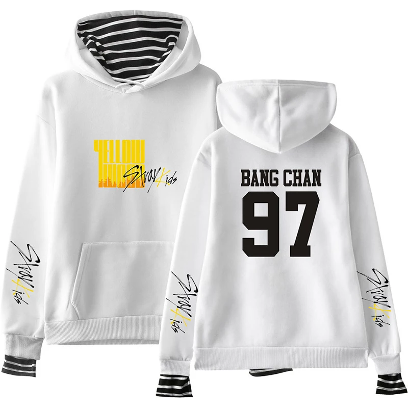 KPOP Stray Kids альбом желтая древесина Повседневная Поддельные два толстовка Свободный пуловер Весна и осень дропшиппинг