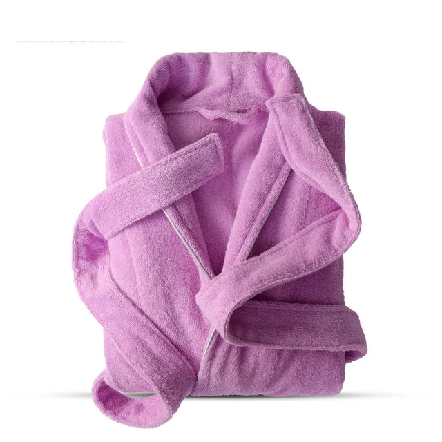 100% Cotton Toweling Terry Robe Lovers Soft Bath Robe Men And Women Nightrobe Sleepwear Male Casual Home Bathrobe Hotel Robe purple