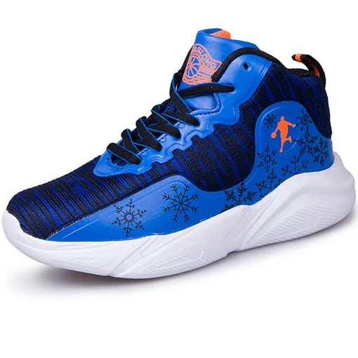 Boys Basket Blue Водонепроницаемые высококачественные баскетбольные кроссовки для мальчиков на толстой подошве; мягкие кроссовки для детей; спортивная обувь для мальчиков; Баскетбольная обувь - Цвет: Boys Basket Blue