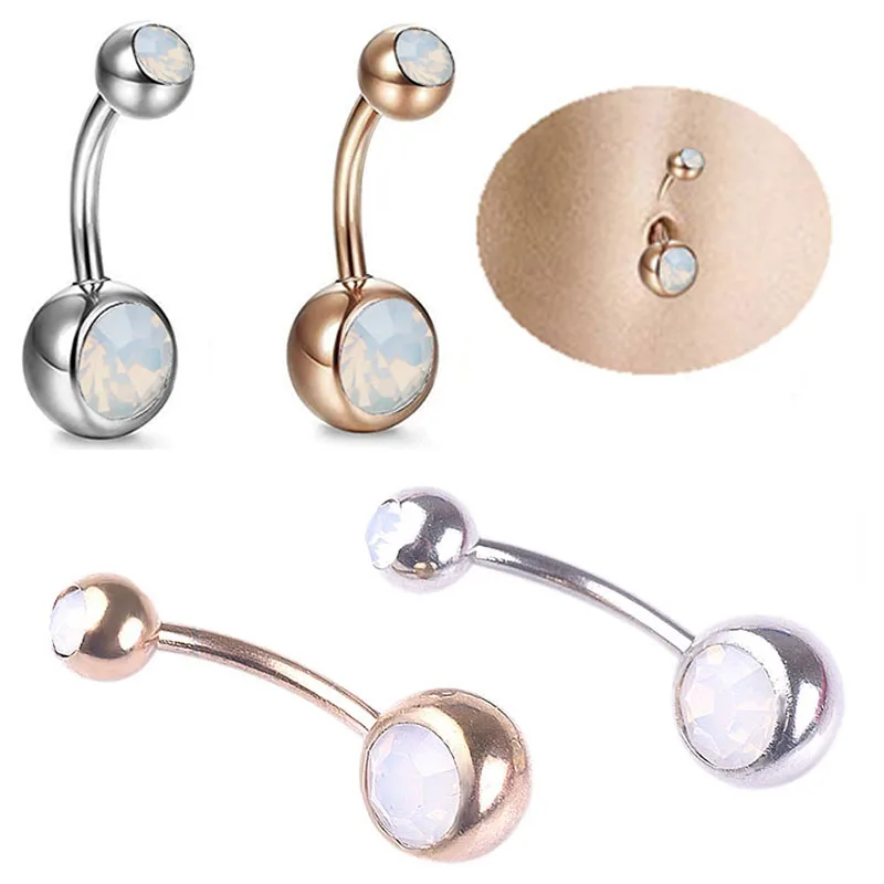 1PC 14G  Trendy Opal Gem Navel Belly Button Rings Piercing Bar Charming Piercing  Body Jewelry Women Jewelry