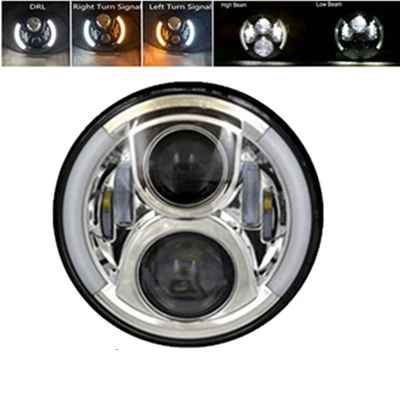 Only 1 Chrome Light Marlaa " /7 дюймов круглые фары светодиодный фары с DRL указатели поворота с кронштейном кольцо для мотоцикла - Цвет: Only 1 Chrome Light