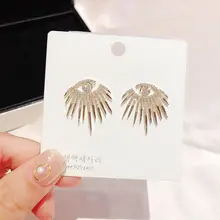 Изысканные серьги-гвоздики с большими ресницами золотого цвета, серьги с микропокрытием из кубического циркония для женщин, подарок, вечерние ювелирные изделия