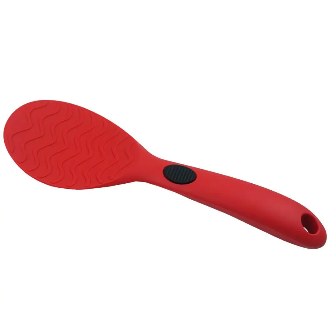 red rice spoon Прочная силиконовая Нескользящая ручка с подвесным отверстием черный/красный/серый кухонные принадлежности - Цвет: red rice spoon