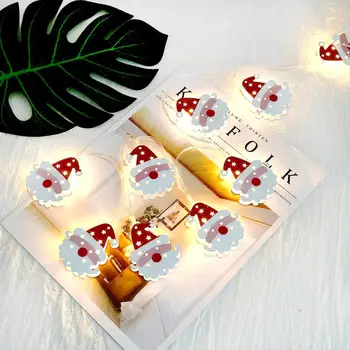 

Christmas String Light Wrought Iron Hollow out Double Face Santa Lights 10 LED Lights without Battery for Party Decoration A10