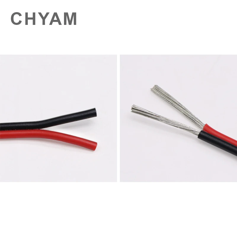 2 Pins Extension Cord 12AWG 14AWG 16AWG 18awg 20AWG Black And Red 2 Conductor Parallel Line Soft And Flexible Silicone Wire