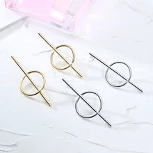 Модные минималистичные геометрические круглые серьги с темпераментом, длинные женские серьги-гвоздики для женщин