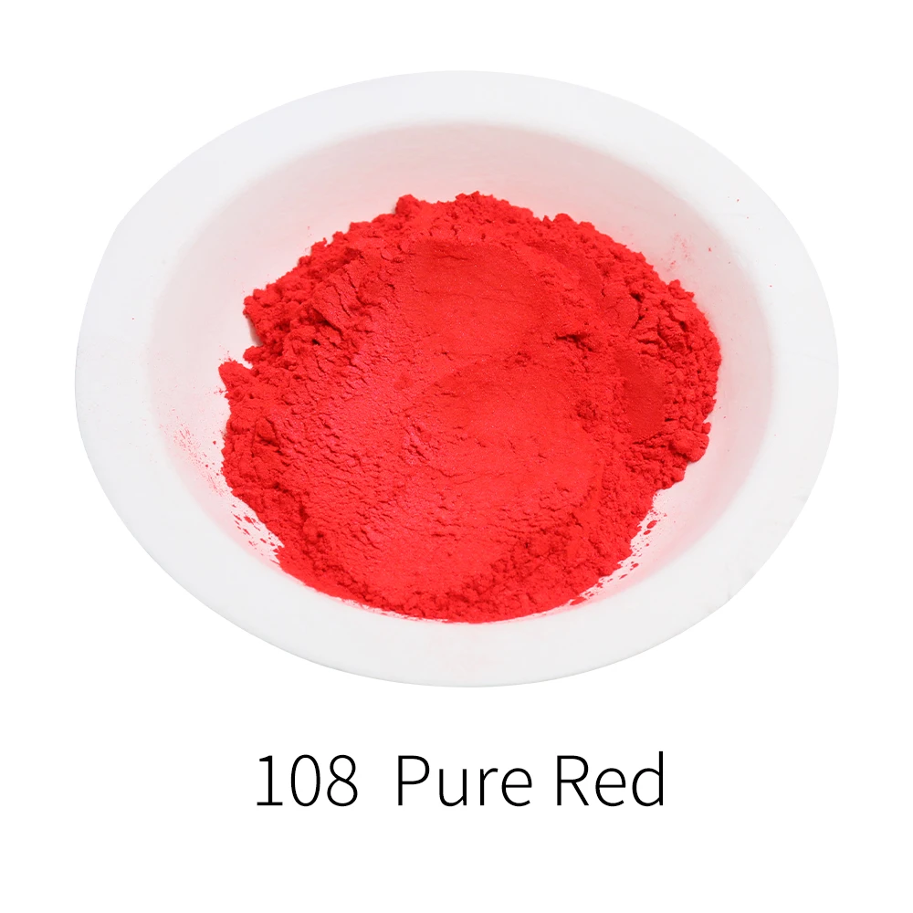 Pure Red Pearl Powder Mineral DIY Dye Colorant 10g 50g Type 108 Pearlized Dust Mica Powder For Soap Eye Shadow Cars Art Crafts