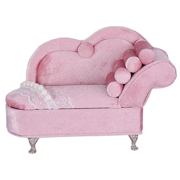 

Pink Mini Velvet Sofa Storage Case Box Organizer For Jewelry Earrings Rings