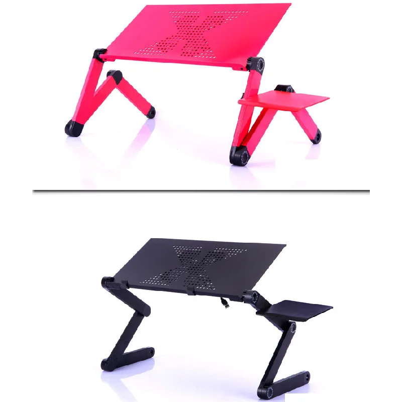Складной регулируемый стол для ноутбука, Настольный Диван-кровать для дома и офиса, Портативная подставка для ноутбука, поднос, стол для ноутбука с вентилятором - Цвет: Red with fan