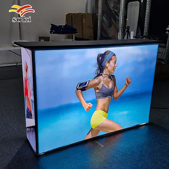 

LED inside tension fabric light box brand promotion exhibition booth with solid wooden panel