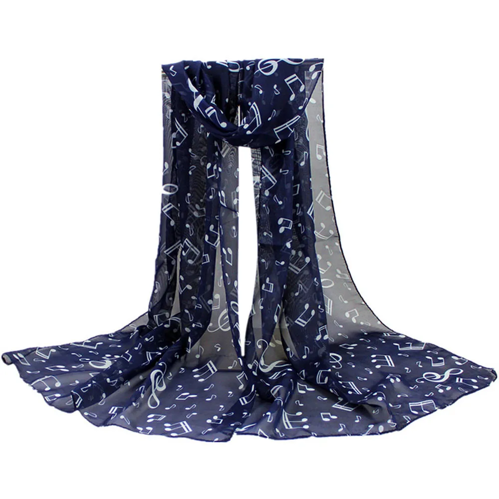 Женская шаль с музыкальной нотой, шифоновый шейный шарф, шаль, глушитель, шарфы, модная повседневная простая Дамская элегантная шаль# Nu