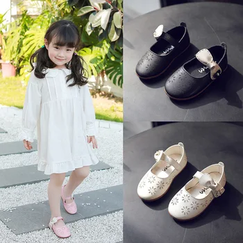 

Girls' leather shoes 2020 new children's spring hollow flowers pu children's princess shoes dancing kids shoes girls sandals