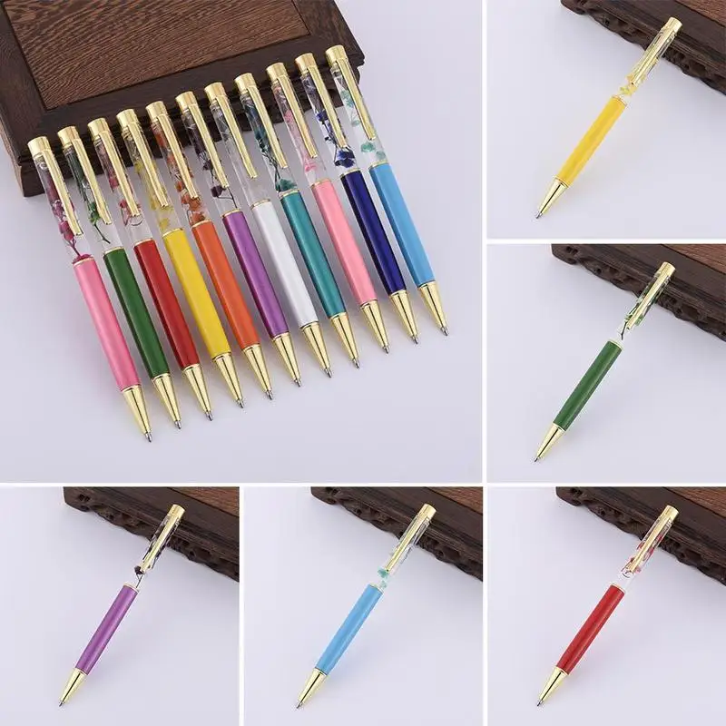 1pc Luxury Flower Metal Ballpoint Pens 1mm Business Quality Supplies Gift For Kids Pens Office Stationery School High Girls V8W8