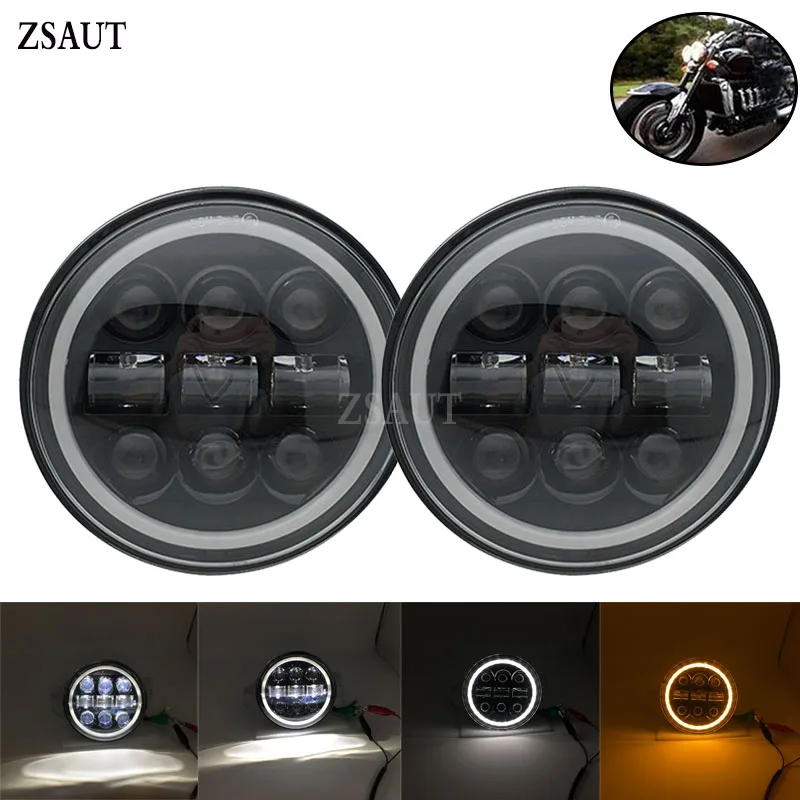 

2pcs 5.75 inch Iron 883 Dyna Headlamp 5 3/4" LED Headlights DRL for Triumph Rocket iii 3 Speed Tripl & Street Triple 5.75" Lamp