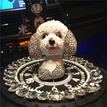

Car meter table swing pieces no perfume crystal drill hand-created puppy Wangwang team teddy dog year to make a fortune