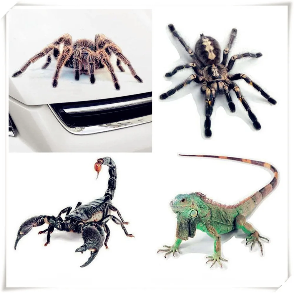 3D автомобиля Стикеры Животные паук Gecko скорпионов виниловые наклейки в виде