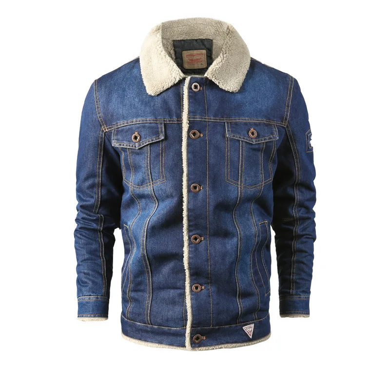 

2021Casual M-6XL Plus Size Men's Denim Jacket Winter Thickened Outerwear Jacket Men's Fashion Loose Denim Jacket Men