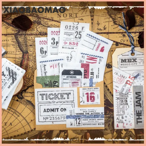 30 листов Ретро путешествия билетов серии бумажная этикетка тег липкий блокнот для заметок дневник стационарный скрапбук декоративные винтажные Statio