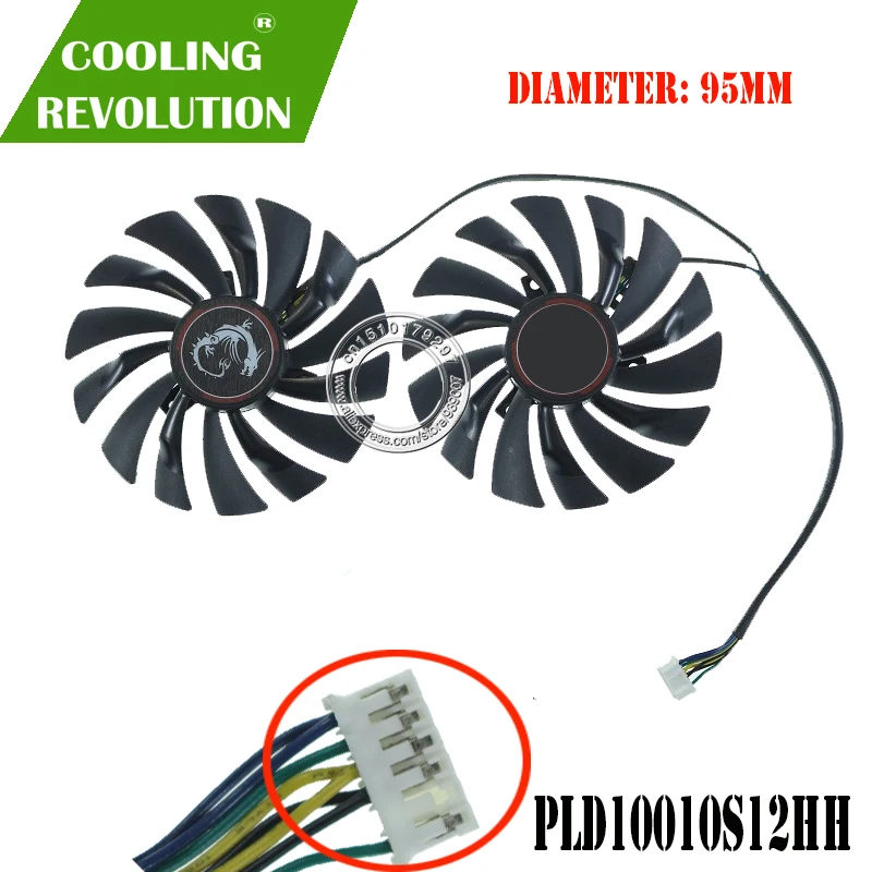 Ventilador Gráfico Pld10010s12hh para Msi Gtx 980ti 980 970 960 950 r9 380 r9 390 r9 390x Pcs Set - Imagem 4