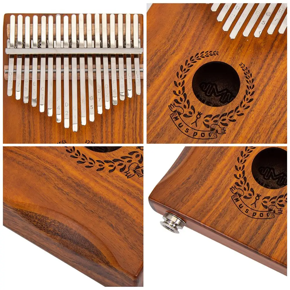Muspor 17 клавиш большой палец пианино EQ kalimba Mbria дерево акации звеньевой динамик с