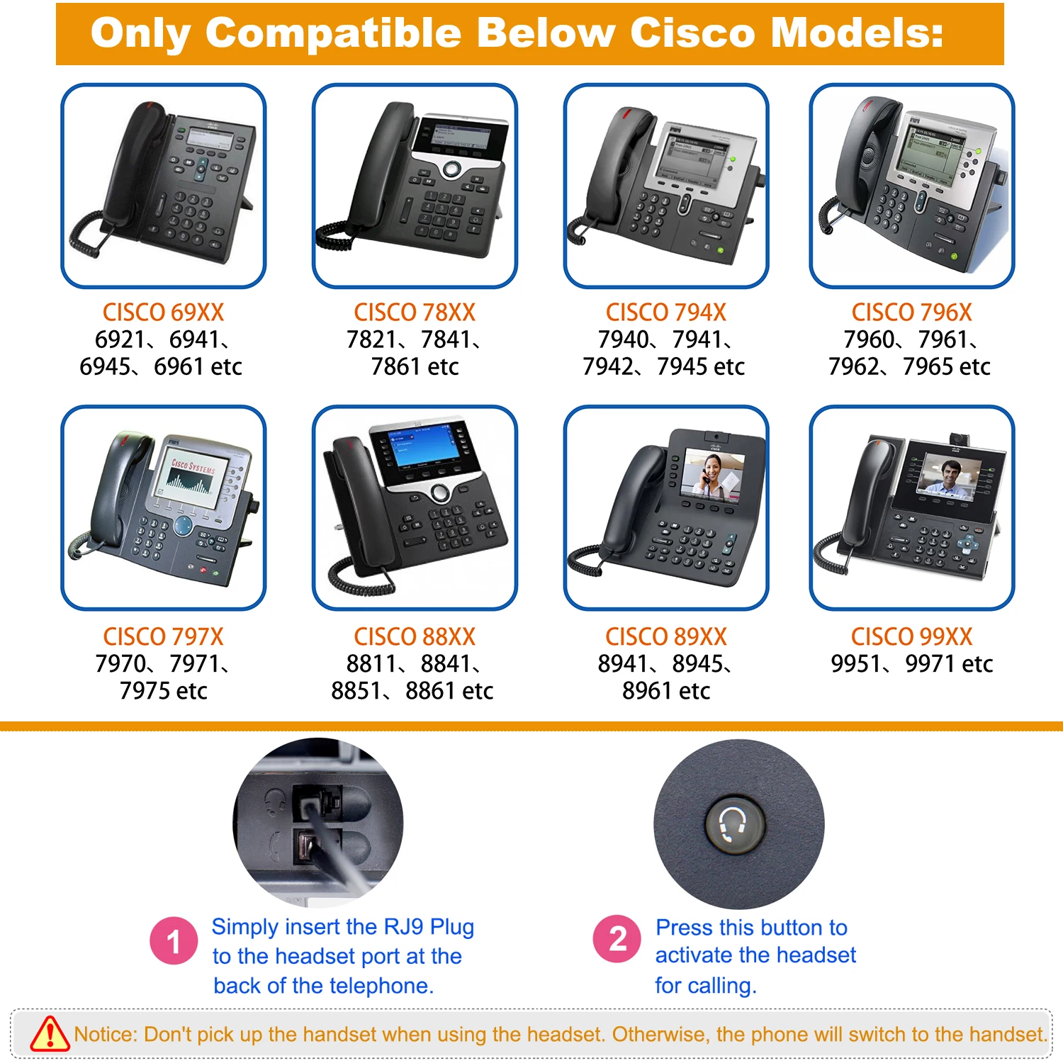 Rj9 سماعة رأس مزودة بمقابس سماعة رأس للهاتف الخلوي مع مركز اتصال بحجم الصوت فقط من أجل هاتف Francisco Ip 8841 8941 8945 7940 794x 797x 796x وما إلى ذلك Headphone Headset Aliexpress