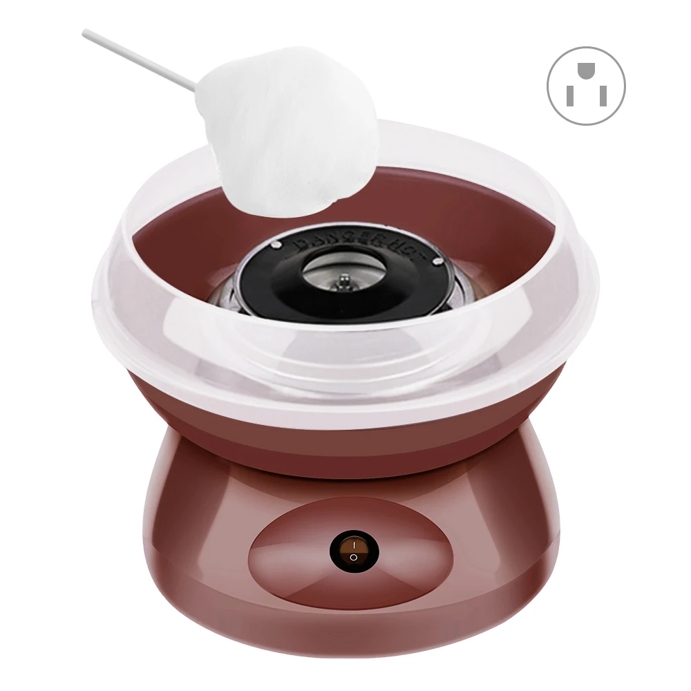 Brown 110v US Plug Electric DIY Sweet Cotton Candy Maker EU Plug /US Plug Portable Cotton Floss Machine 220V Making Machine - Color: Brown 110v US Plug