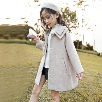 

2020 Winter Baby Girls Lapel Collar Princess Party Wear Infant Kids Outerwear Coats Children Wool Coat Roupas De Bebe Casaco D05