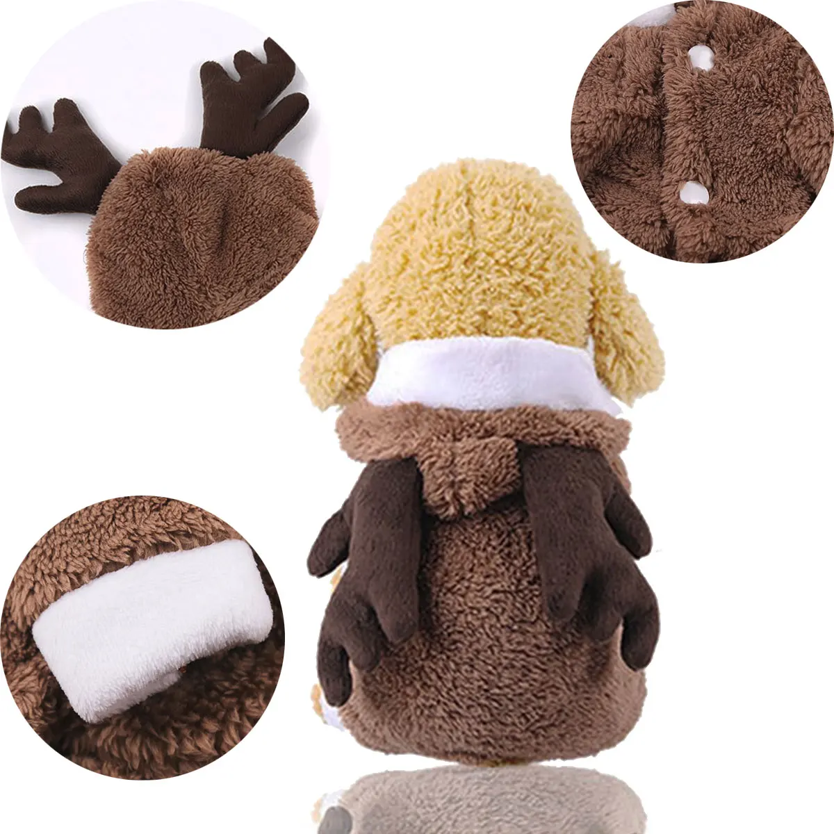 Autumn Winter Warm Thicken Pet Cat Dog Clothes Elk Print Hoodies Coat Clothing For Dog Cat 3