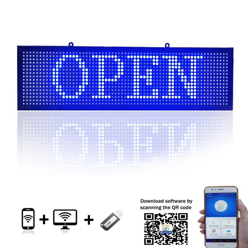P10 Led синий цвет знак для интерьера помещения 26 ''x 8'' с WiFi подключением