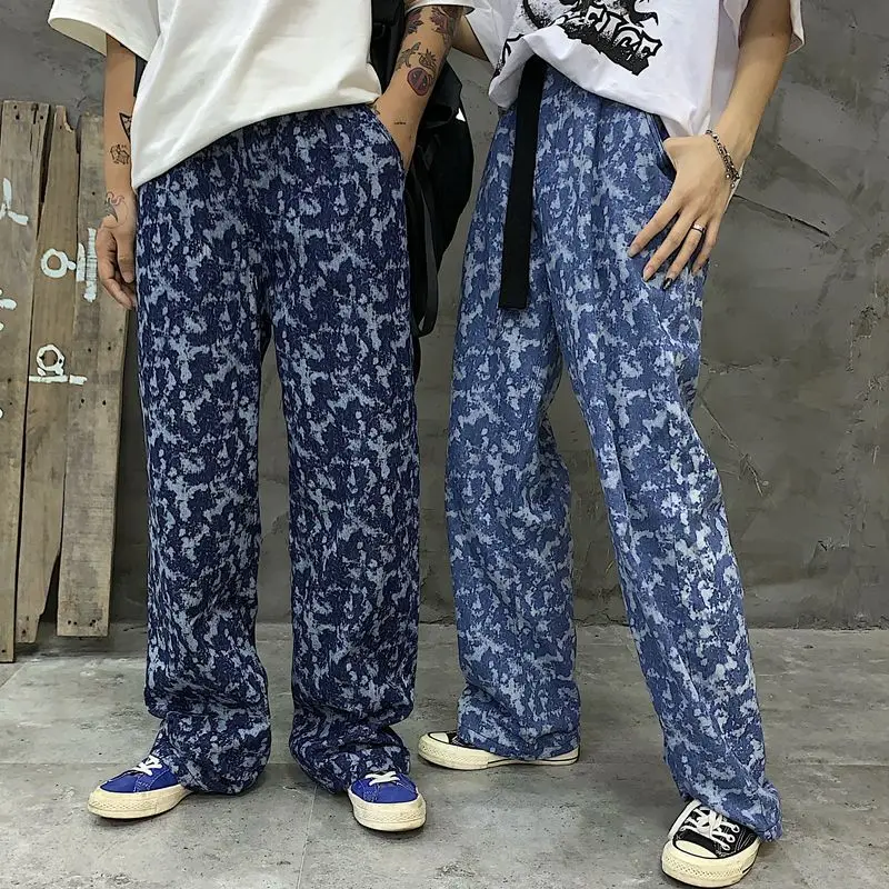 Neploe Ретро галстук окрашенные прямые брюки Harajuku BF стиль для женщин и мужчин длинные брюки новая уличная хип-хоп брюки 55076