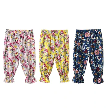 

Casual Summer Kids Clothes Girls Print Floral Sun Flower Cotton Calf-length Loose Harem Pants Leggings Beachwear Capris Trousers