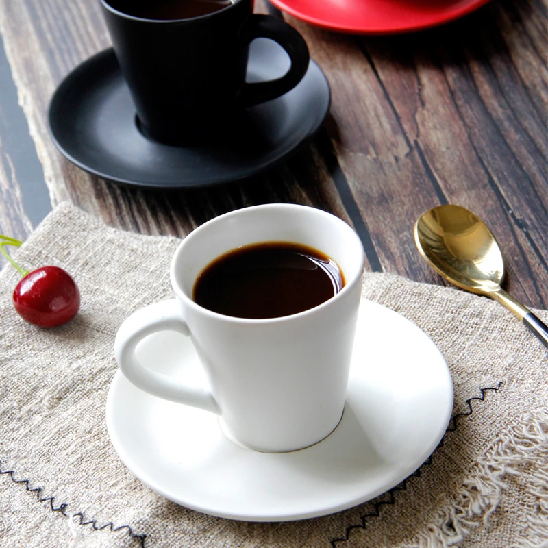 Скандинавский стиль 100cc матовая кофейная чашка Эспрессо набор с пластиной высокой толстой кафе кофе дом эспрессо дробилка кружка Emitasse Xicara Copo