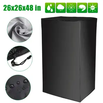 

48in Stacking Chair Polyethylene Cover Sofa Furniture Protection Outdoor Garden Patio Rain Snow Dustproof Cover Black Gray