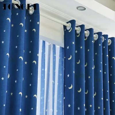 TONGDI детские затемняющие шторы с мультяшным принтом звездное небо замок для дома