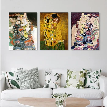 

Triptych Diamond Painting 5d Cross Stitch kits Gustav Klimt The Kiss Women Diamond Embroidery for living room modern decorZP-888
