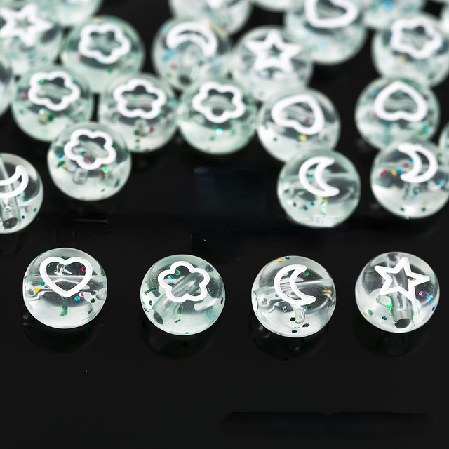 style 100pcs4*7mm acrylic letter beads oblate, star, moon, flower-shaped, heart-shaped mixed DIY jewelry accessories