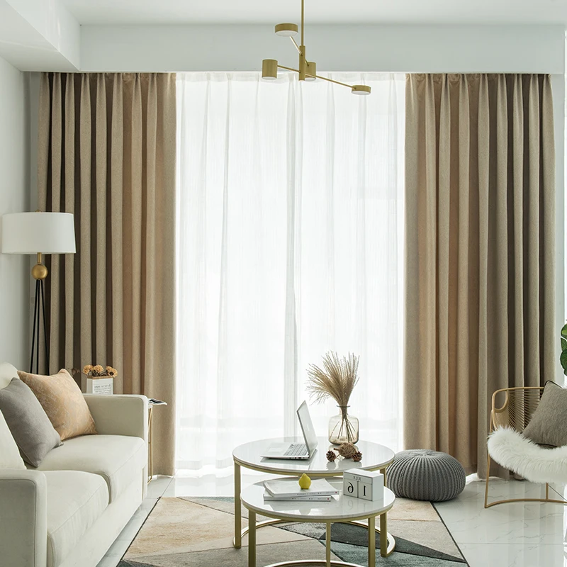 

Curtains Finished Modern Nordic Style Fresh Shade Bedroom Living Room Den Floating Curtain Fabric
