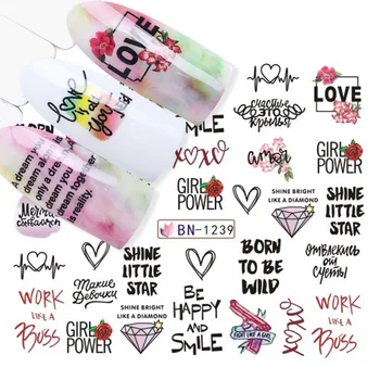 

1pcs Stickers On Nails Letter Design Water Sliders Black Abstract Line Image Nail Art Transfer Decal Manicure Tips JIBN1237-1242