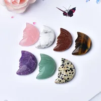 1pc Natural Crystal Rose Quartz Moon Face Gemstone Energy Healing Stone Decoration Crafts DIY Mineral Jewelry Gift 1