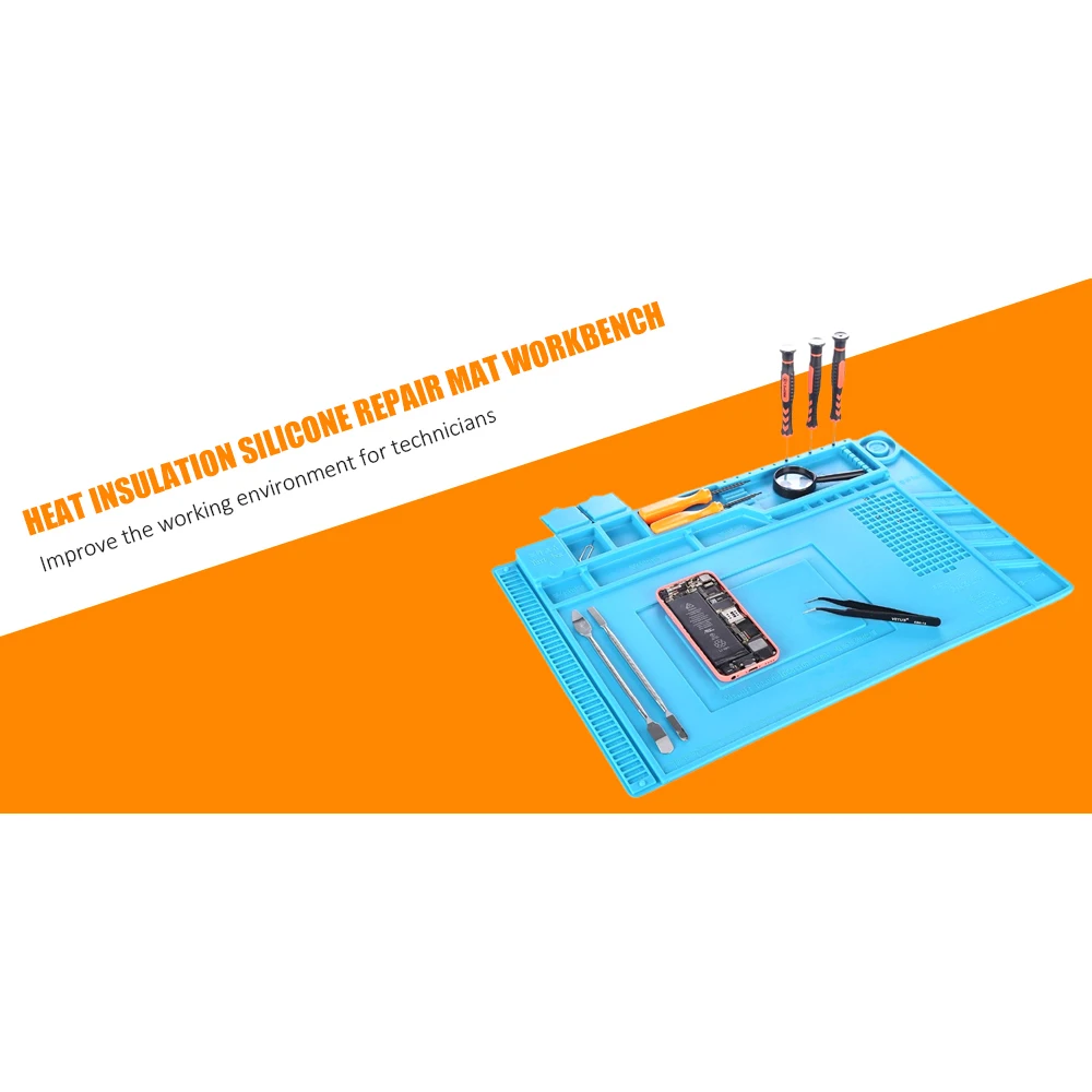 Magnetic Heat Insulation Silicone Pad Desk Mat Maintenance Platform with Magnetic Section for BGA Soldering Repair Station