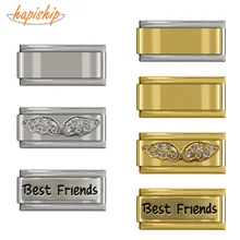 Hapiship браслет из нержавеющей стали 9 мм итальянский Шарм для женщин лучший друг угол крыло мама браслеты для дочери Babgle аксессуары DJ096