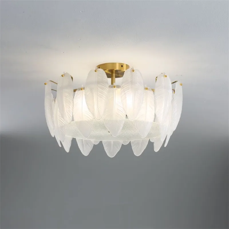 

Modern White Goose Feather LED Ceiling Lights Lustre Suspension Luminaire Lampen Ceiling Lighting For Bedroom Living Room